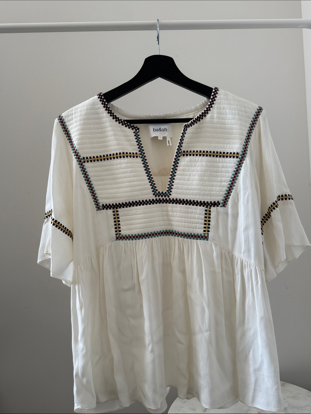 ba&sh Taylor Embroidered Peasant Top Size L NWT - Picture 3 of 14